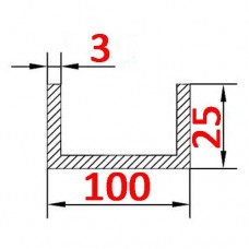 Швеллер алюминиевый 100х25х3 б.п.