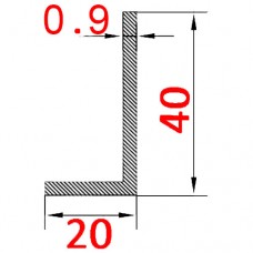 Уголок алюминиевый 40х20х0.9 AS
