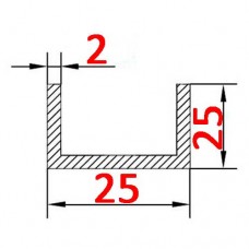 Швеллер алюминиевый 25х25х2 AS