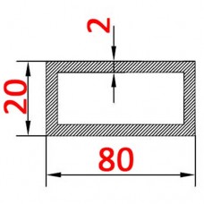 Труба алюминиевая 80х20х2 AS. прямоугольная